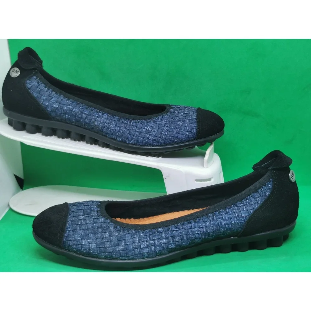 Bernie Mev Bella Me Womens EU 38 US 7 Ballet Flats Black Woven Cap Toe Comfort